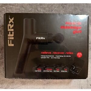 FitRx Muscle Massage Gun Black Percussion Massager 6 Speeds 4 Heads 7631 New